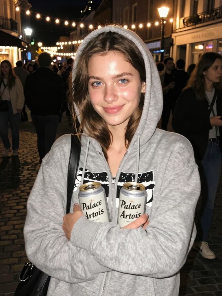 Smartphone photo taken at night of a conventionally attractive young…