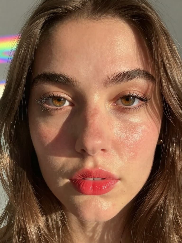 Extreme close-up selfie taken with a smartphone of a young caucasian…
