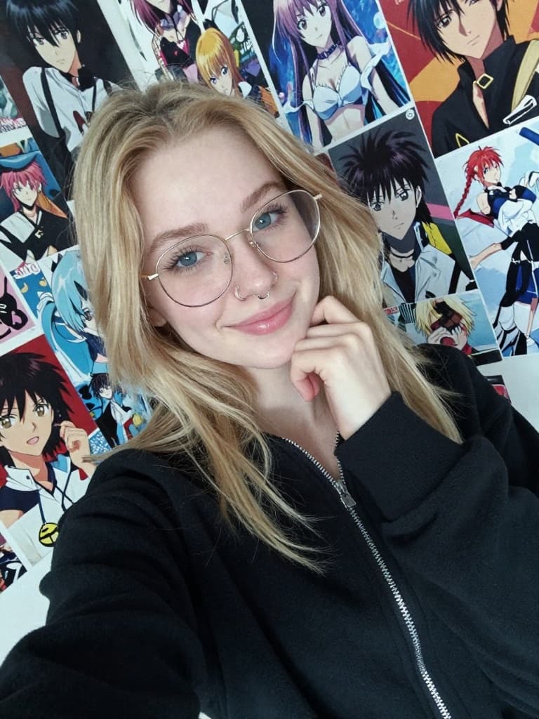 Smartphone selfie of a beautiful young caucasian woman with long…