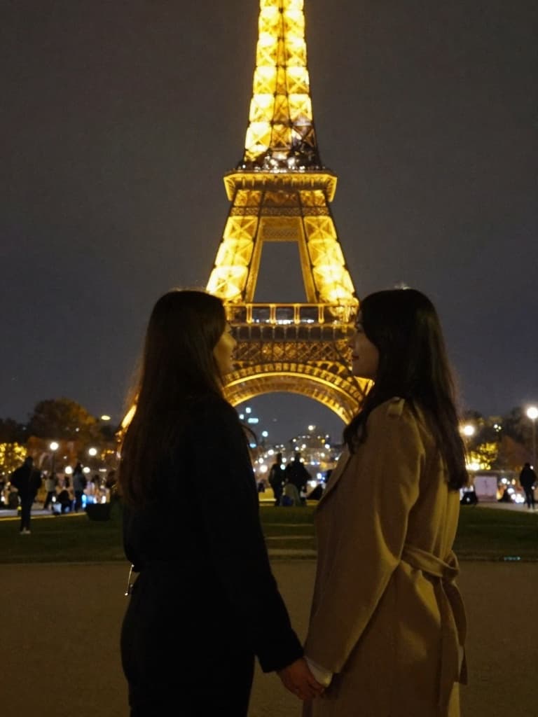 Smartphone photo taken by a friend of two young women, friends…