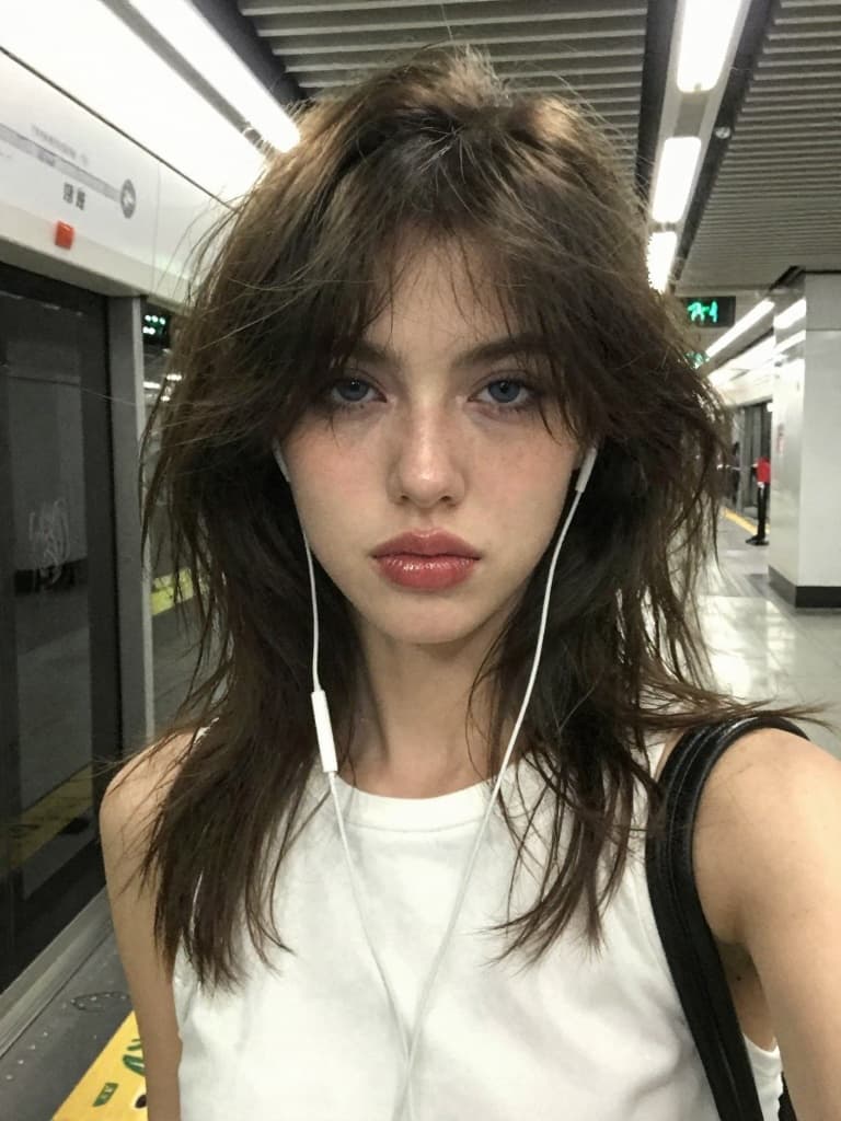 Smartphone selfie of a conventionally attractive young caucasian…