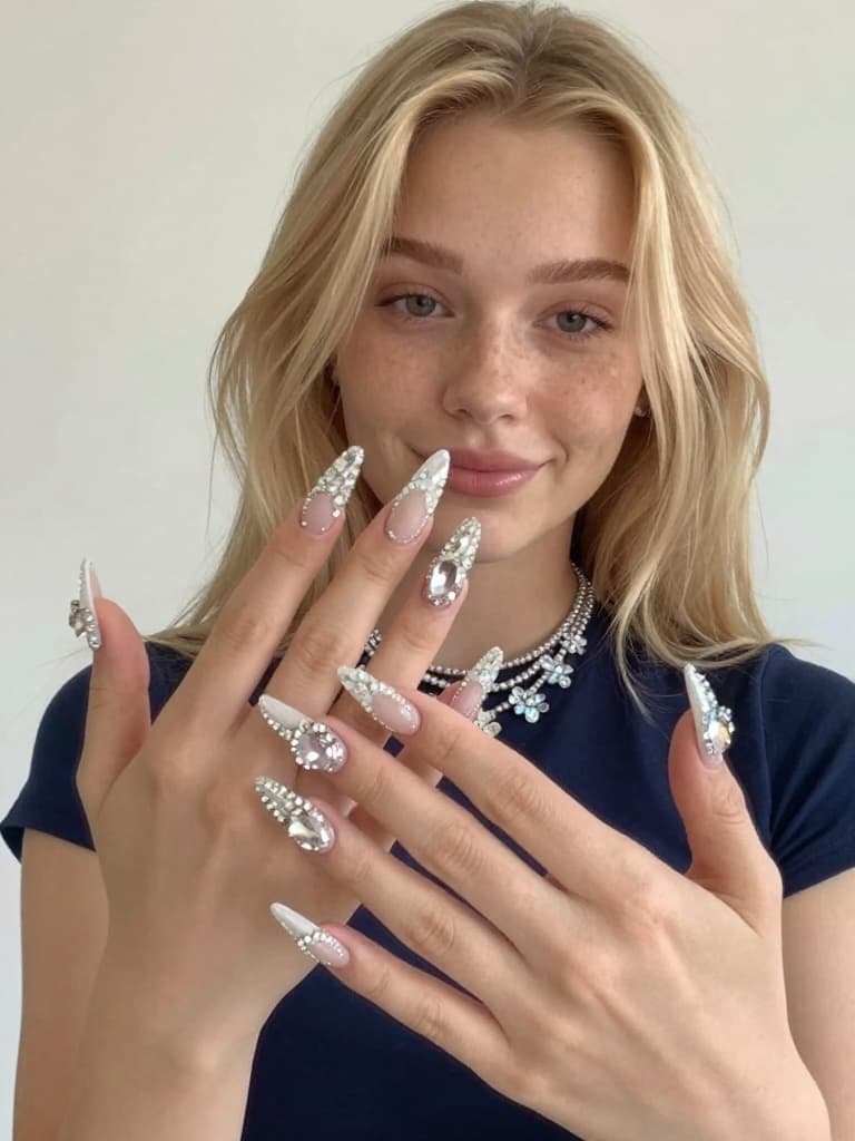 Video still from a smartphone selfie video of a young caucasian woman…