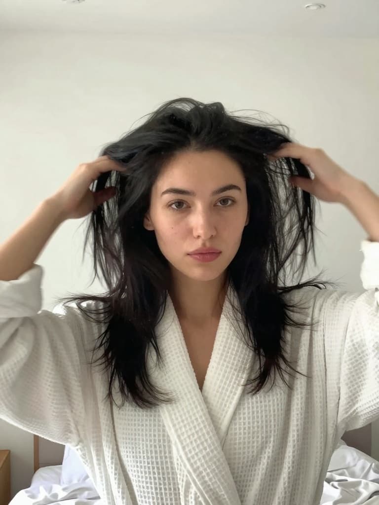 Video still from a smartphone selfie of a conventionally attractive…