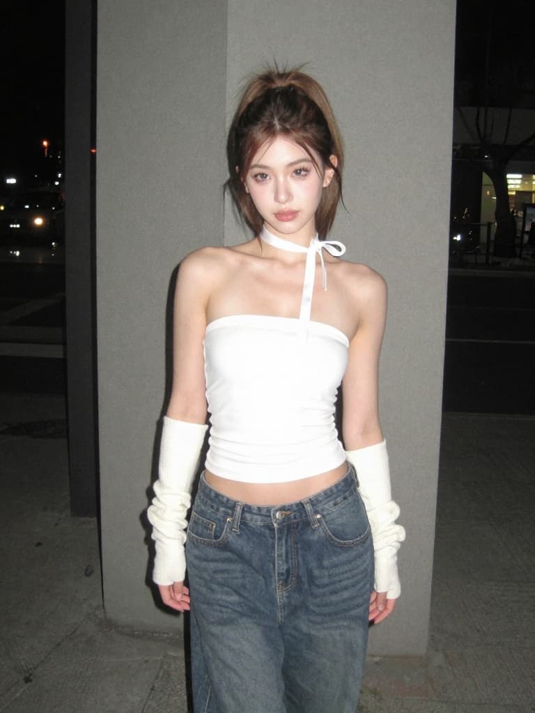 Lo-fi digital camera photo taken at night with a harsh on-camera…